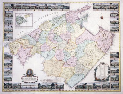 Kaart van het eiland Mallorca, 1785 door Spanish School