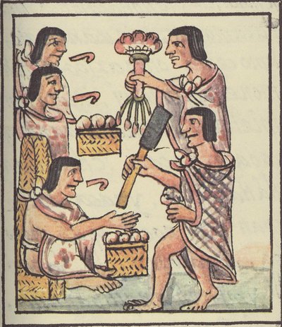Een Azteekse Feest, uit de Florentijnse Codex door Bernardino de Sahagun, c.1540-85 door Spanish School