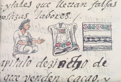 Ms Palat. 218-220 Boek IX Een Azteekse koopman die mantels verkoopt, uit de Florentijnse Codex door Bernardino de Sahagun, c.1540-85 door Spanish School