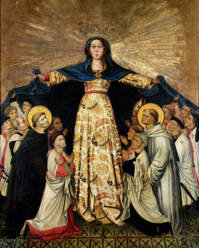 Onze-Lieve-Vrouw van Genade en de meesters van de Orde van Montesa door Spanish School