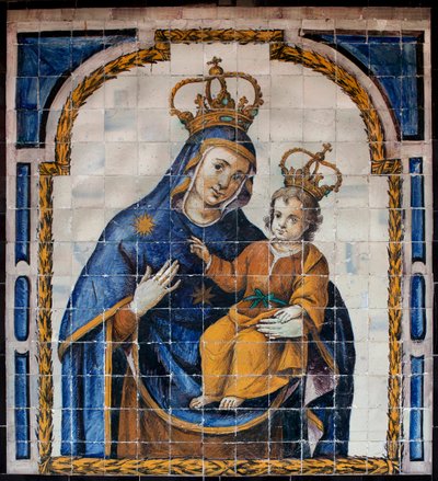 Onze Lieve Vrouw van het Volk - Azulejos (faience) rond 1670, door een anonieme Sevillaan, uit het klooster van het volk in Sevilla (Spanje) - Museum voor Schone Kunsten van Sevilla, Spanje door Spanish School