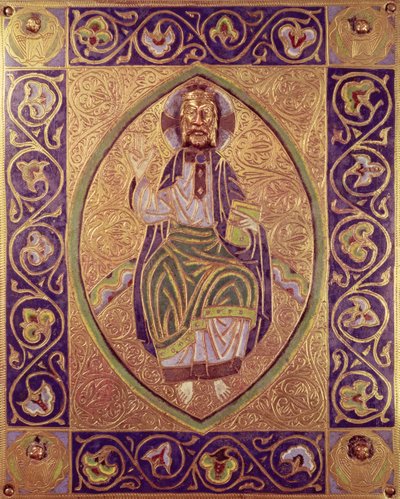 Plaquette met Christus die zegent door Spanish School