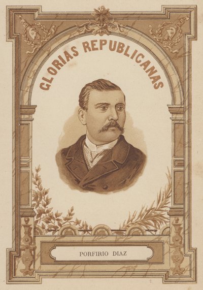 Porfirio Diaz, Mexicaanse soldaat en politicus (litho) door Spanish School