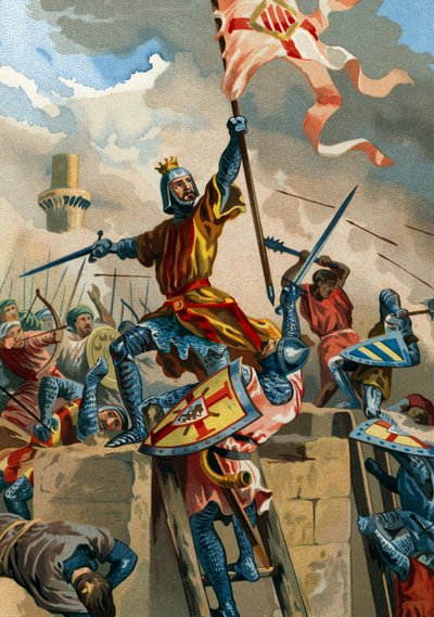 Ramon Berenguer IV, graaf van Barcelona, verovert Tortosa van de moslims in 1148 door Spanish School