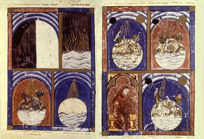 Reproductie van De Schepping, uit de Sarajevo Haggadah door Spanish School