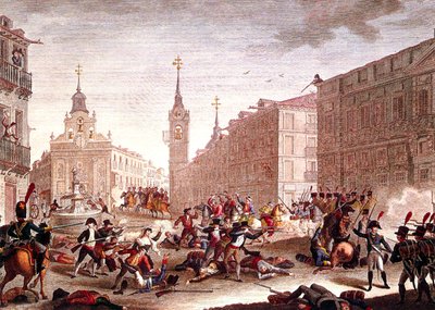 Opstanden tegen Napoleontische Troepen, Madrid, mei 1808 door Spanish School