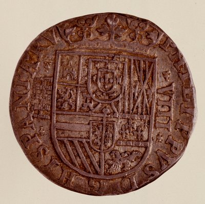 Zilveren munt (8 reales) uit Spanje: regeerperiode van Filips II door Spanish School