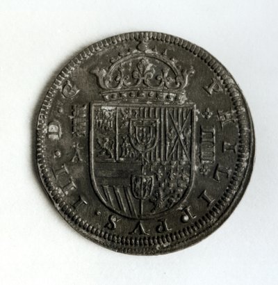 Zilveren kroonmunt van vier reale uit het bewind van Filips III van Spanje en Portugal (1578-1621) door Spanish School