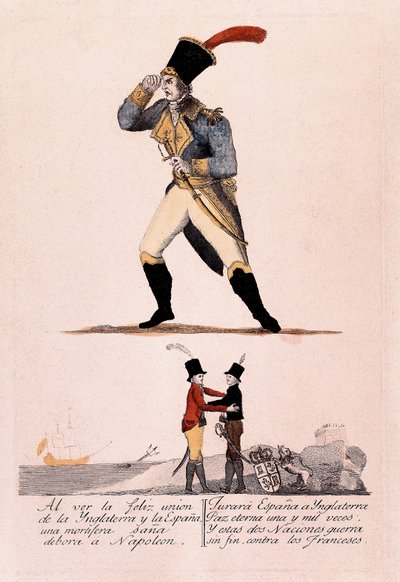 Spaanse Onafhankelijkheidsoorlog: Napoleon tegenover de alliantie tussen Spanje en Engeland door Spanish School