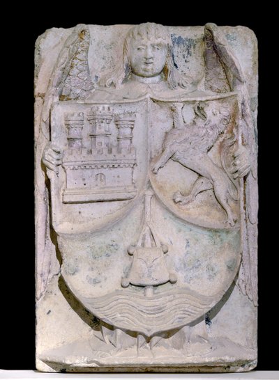 Spaans wapen uit de 14e eeuw: wapenschild van Castilië en Leon door Spanish School
