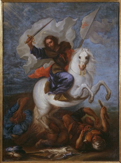 St. Jacobus de Meerdere bij de Slag van Clavijo door Spanish School