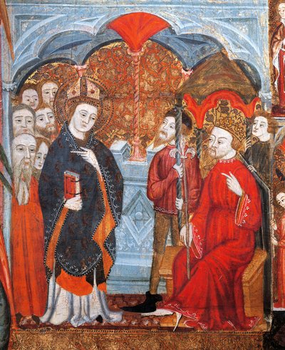 St Lazarus ontvangt de eerste christenen van Marseille in aanwezigheid van de koning van Provence door Spanish School