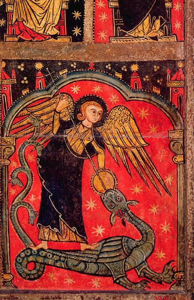 St. Michael vecht tegen de draak door Spanish School