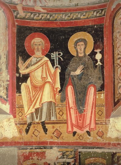 St. Petrus en de Madonna, uit de apsis van Sant Pere in El Burgal door Spanish School
