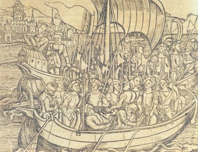 De ontdekking van de Nieuwe Wereld door Christoffel Columbus door Spanish School