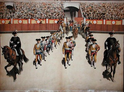 De intocht van de toreadors met hun quadrille in de arena, ca. 1885 door Spanish School