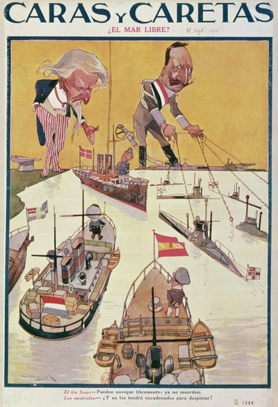 De Kaiser en Uncle Sam ten tijde van de Eerste Wereldoorlog, 1915 door Spanish School