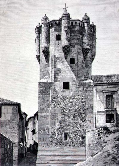 De toren van de sleutelhouder, gebouwd c.1480 in Plazuela de Menores, Salamanca door Spanish School