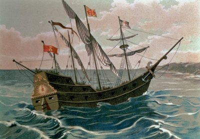De Santa Maria nadert de Kust van de Nieuwe Wereld in 1492, uit 