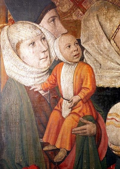 Het St. Vincent altaarstuk, met persoonlijkheden uit het tijdperk van de parochie van Sarria door Spanish School