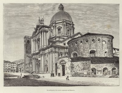 De oude en de nieuwe kathedraal van Brescia door Spanish School