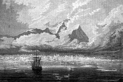 Uitzicht op de Spitsbergen Eilanden, Svalbard archipel, illustratie uit 