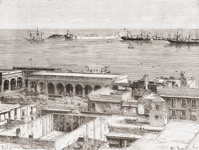 Uitzicht op Veracruz en het San Juan de Ulúa fort, Mexico door Spanish School