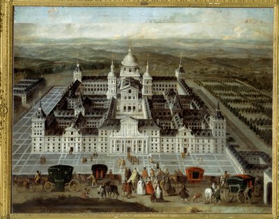 Zicht op het Escorial Paleis in Spanje gebouwd door Filips II in de 16e eeuw door Spanish School