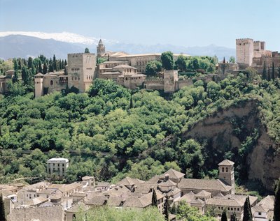 Uitzicht op het Paleis van het Alhambra vanuit het noordoosten, 14e-16e eeuw door Spanish School