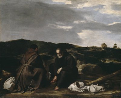 Twee monniken in een landschap, c.1645 door Spanish or Italian School