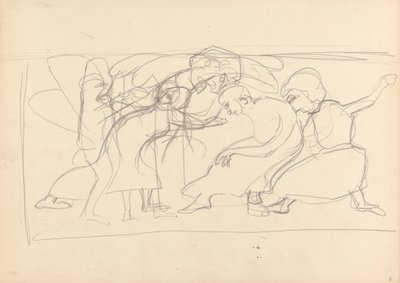 Grot van het Gouden Kalf: Studie voor Decoratief Paneel, Aanbidders door Spencer Frederick Gore