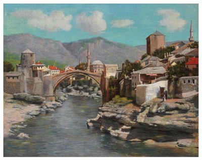 De oude brug in Mostar, Bosnië door Spiro Bocaric