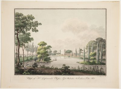 Uitzicht op het landgoed van de heer Conferensraad Classen buiten de Oostpoort van Kopenhagen door Søren L. Lange