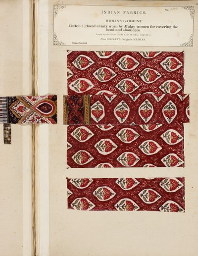 Katoenen geglazuurd chintzmonster uit Poonary, gekocht in Madras, uit The Collection of the Textile Manufacturers of India, door John Forbes Watson, gepubliceerd in 1866 door Sri Lankan School