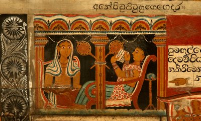 Muurschildering in het Beeldhuis van de Subdharama-tempel, Dehiwala door Sri Lankan School