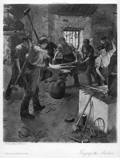 Het smeden van het anker, 20e eeuw door Elizabeth Adela Stanhope Forbes