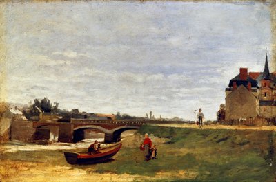 Landschap met een brug, vroege 1870s door Stanislas Lepine