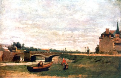 Uitzicht op het dorp, ca. 1855-1892 door Stanislas Lepine