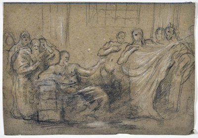 Oude scène studie door Stanislas Torrents y de Amat