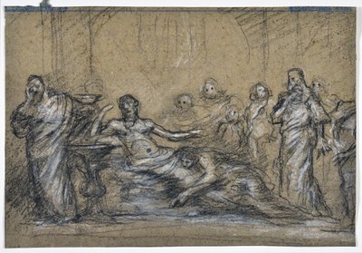 Oude Scène Studie door Stanislas Torrents y de Amat