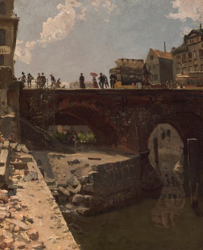 Brug in een Franse stad door Stanislas Victor Edouard Lepine
