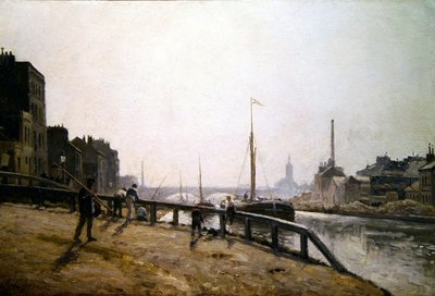 Canal scène door Stanislas Victor Edouard Lepine