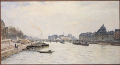 Le pont des Arts, vue du pont Royal, ca. 1884 door Stanislas Victor Edouard Lepine