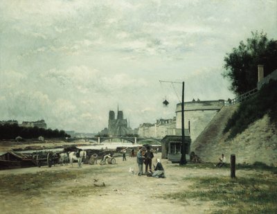 De Quai de Louviers bij de Pont Sully, c.1875 door Stanislas Victor Edouard Lepine