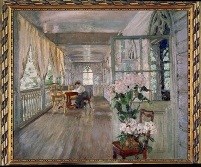 Terras van een landhuis. door Stanislav Joulianovitch Joukovski