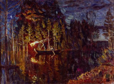 Nacht speervissen in de lente, 1916 door Stanislav Julianovic Zukovskij