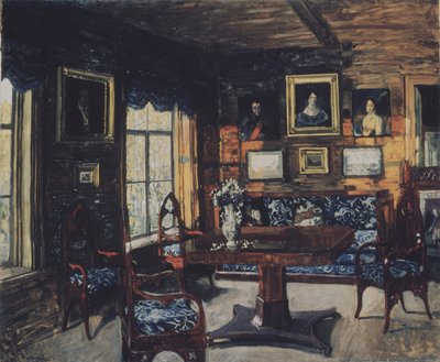 De salon in het landhuis Rozhdestveno door Stanislav Julianovic Zukovskij