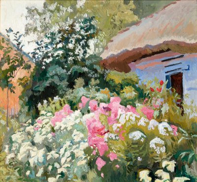 Bloemen voor een huisje door Stanislaw Kamocki
