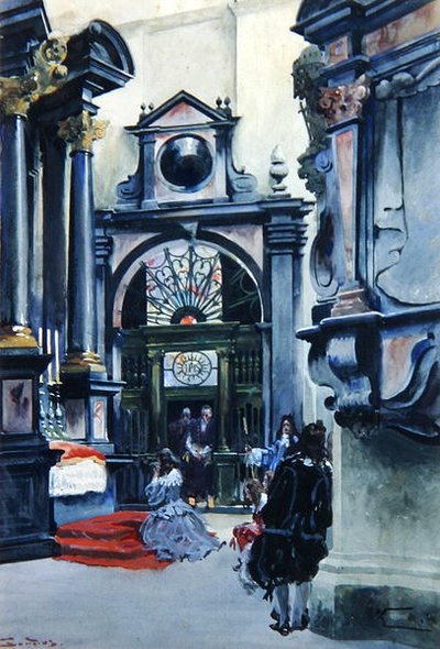 Interieur van de Kathedraal in Wawel door Stanislaw and Kossak Wojciech Tondos