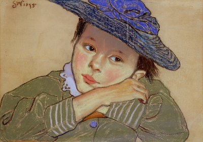 Meisje met een blauwe hoed, 1895 door Stanislaw Wyspianski